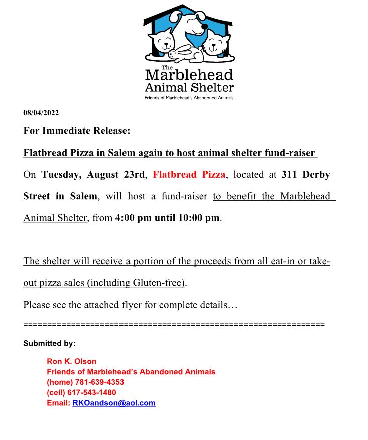 Marblehead Shelter Press Release